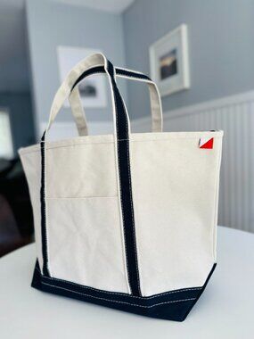 NWT Maine Large Canvas Navy Bag Beach Boat Tote w/Handles & Zipper